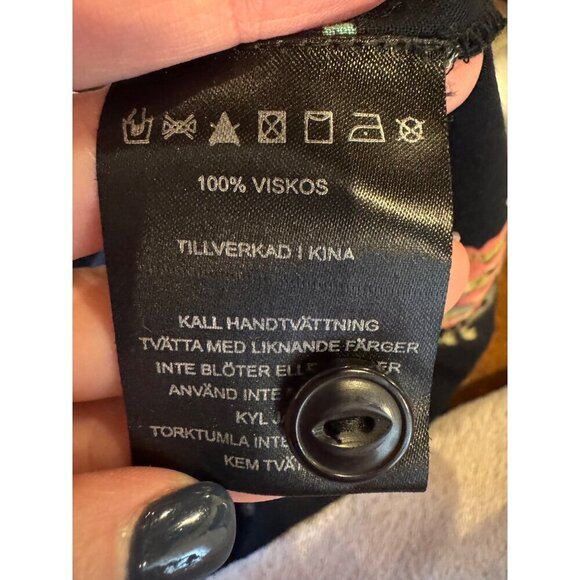 Neuw Dress Women Medium Black Oriental Print Sleeveless Button Back Maze Mini - Picture 9 of 10